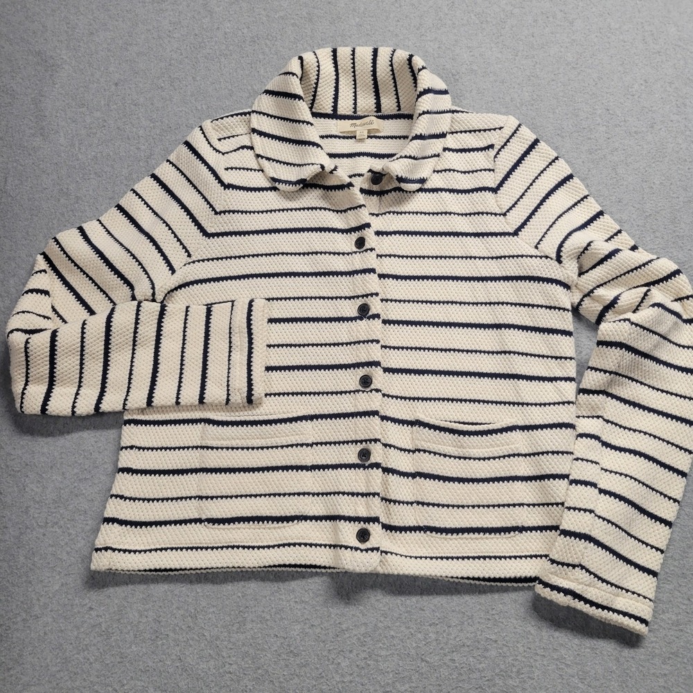 Madewell Cream and Black Striped Button-Up Cardigan - Picture 2 of 11